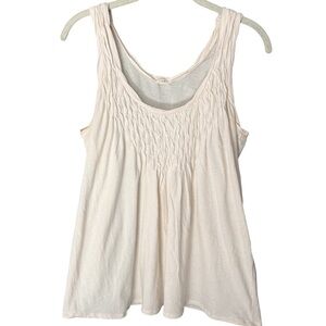 J. Crew Cream Tank Top with Pleating/Ruching – Size S